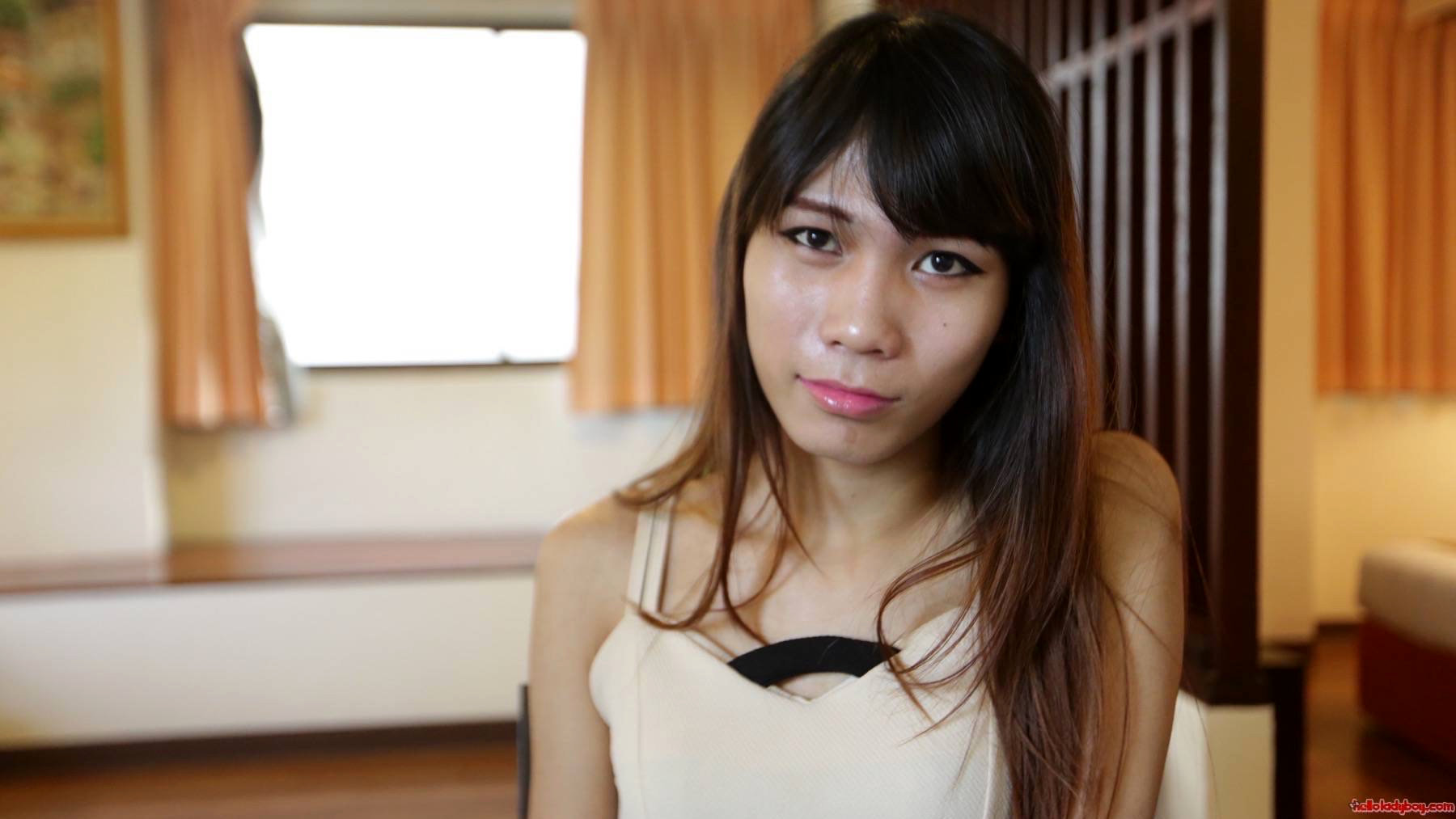 19 Year Old Naughty Asian Tranny Does A Striptease For White Tourist